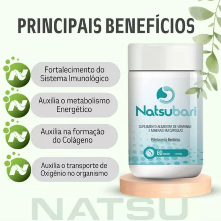 NatsuBari Suplemento Pós Bariátrico - Polivitamínico 60 cápsulas PROMOÇÃO