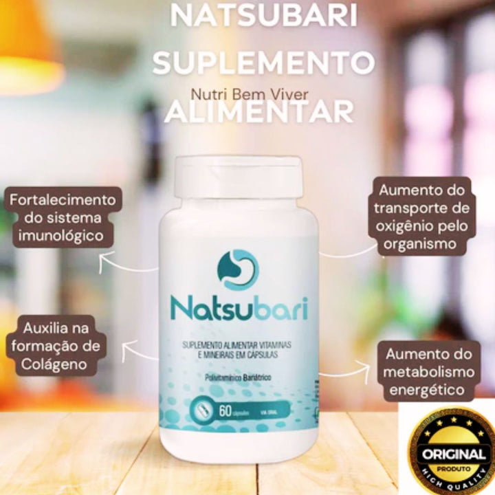 NatsuBari Suplemento Pós Bariátrico - Polivitamínico 60 cápsulas PROMOÇÃO