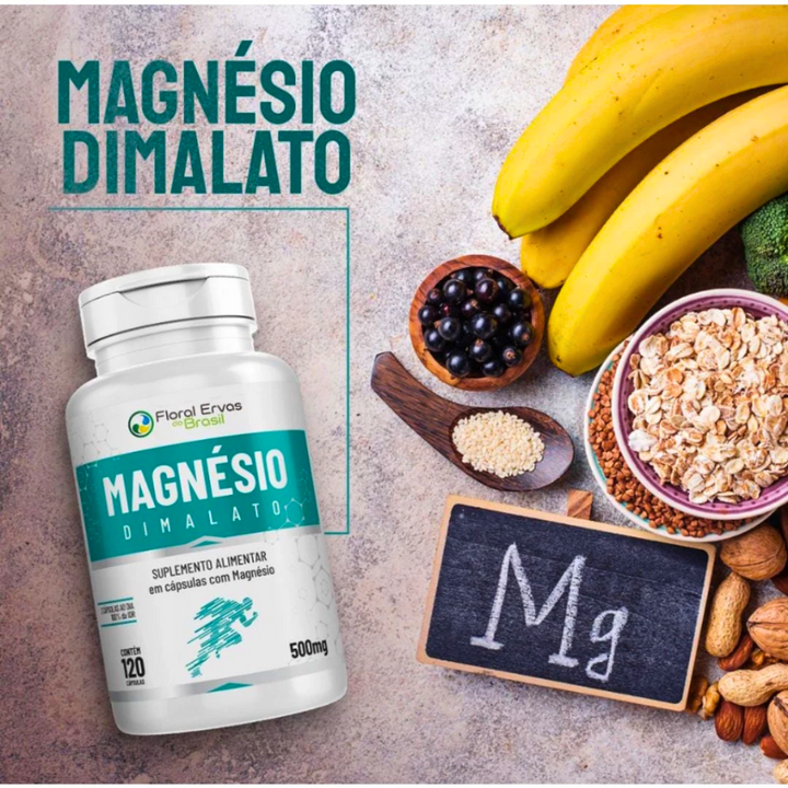 MAGNÉSIO DIMALATO - Puro 100% Original Dose Máxima 120 Cps PROMOÇÃO