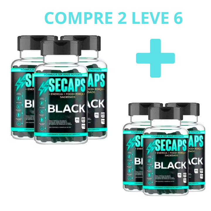 Secaps Black 180 caps -  COMPRE 1 LEVE 3 Original - PROMOÇÃO