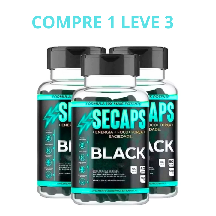 Secaps Black 180 caps -  COMPRE 1 LEVE 3 Original - PROMOÇÃO