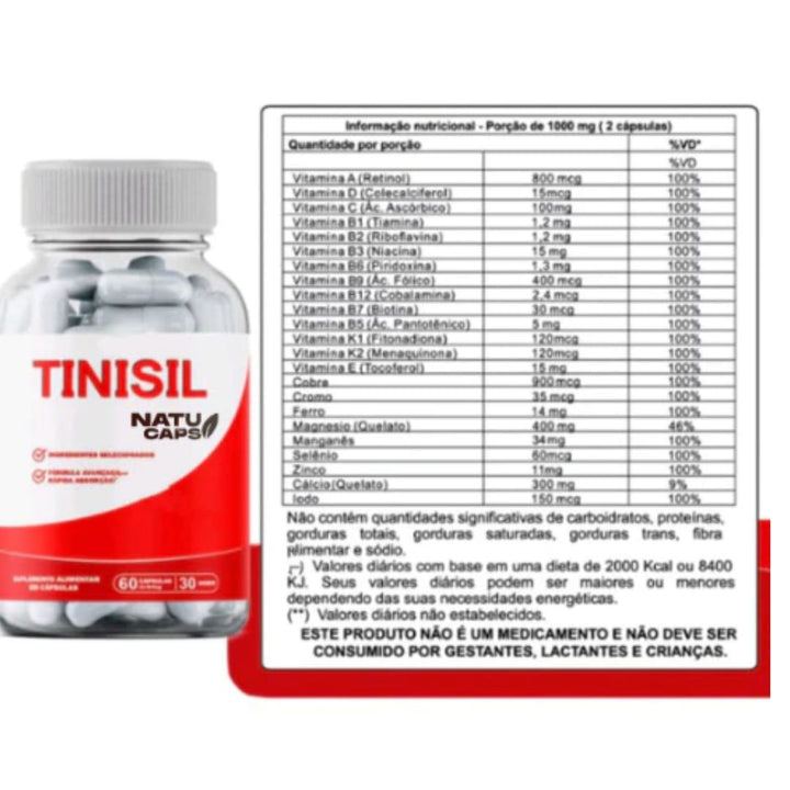 Tinisil 60 Cápsulas - Suplemento Alimentar Para Audição - PROMOÇÃO