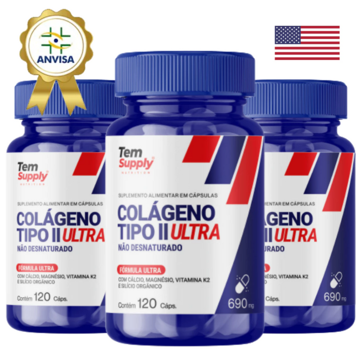 Colágeno Tipo 2 Ultra Premium Top De Linha 120 Cáps 690mg Tem Supply  PROMOÇÃO