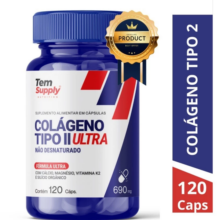 Colágeno Tipo 2 Ultra Premium Top De Linha 120 Cáps 690mg Tem Supply  PROMOÇÃO