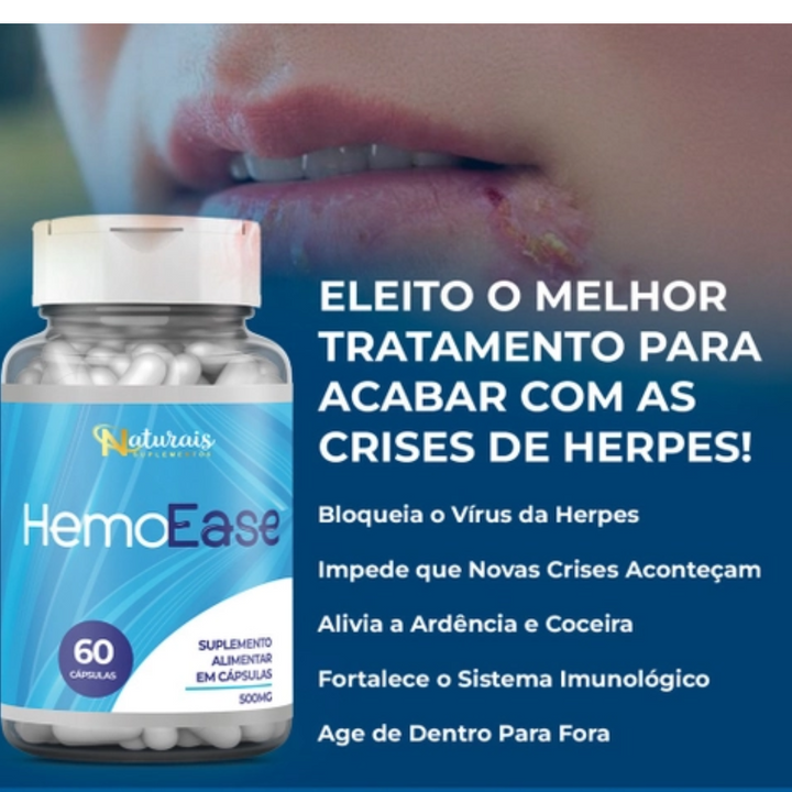 HemoEase 60 Cápsulas - Para Crises De Herpes - PROMOÇÃO