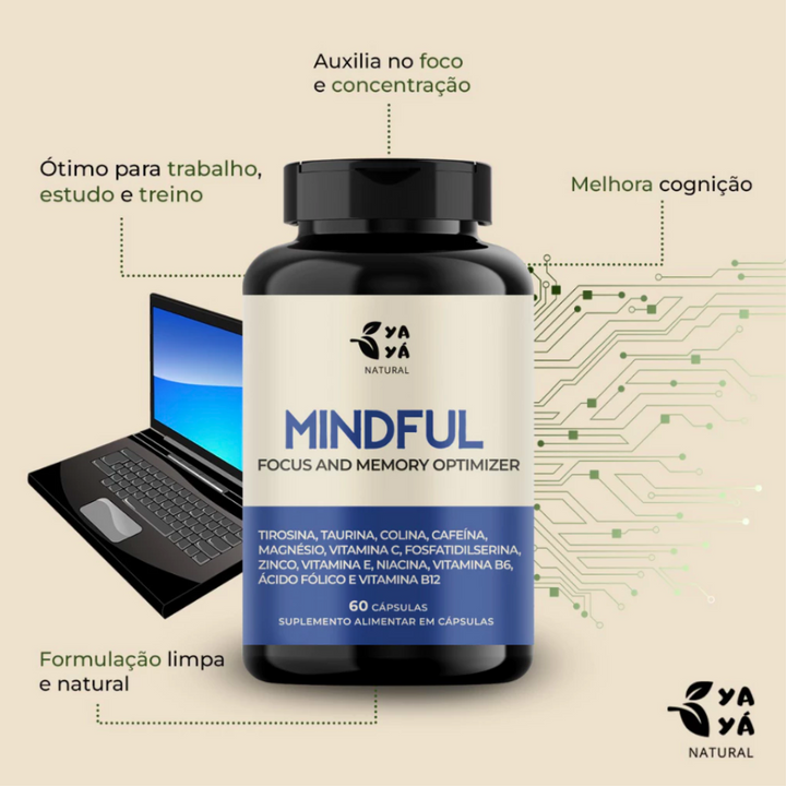 Mindful Suplemento Foco Concentração e Memória 60cps PROMOÇÃO