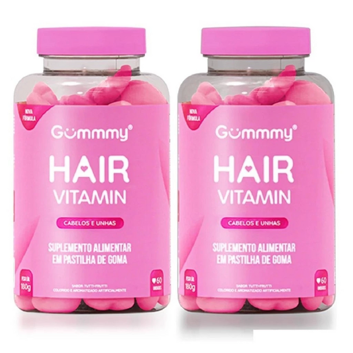 Hair Vitamin Kit Gummy  Tutti-Frutti COMPRE 1 LEVE 2  De 60 Pastilhas